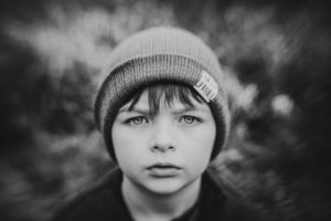 BNW portrait of young boy