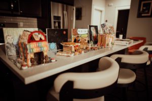 Gingerbread houses on the counter