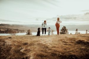 Family profile on gorge cliffside
