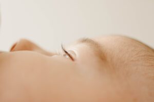 Closeup of newborn baby lashes